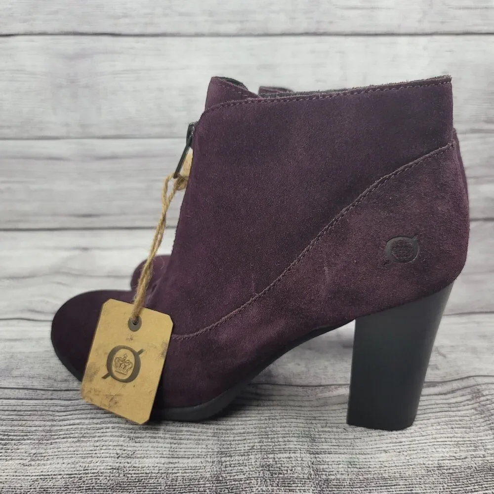 Born Kenley Ankle Boots Heeled Suede Bootie Eggplant Purple Women's Size 6.5 - Picture 3 of 6